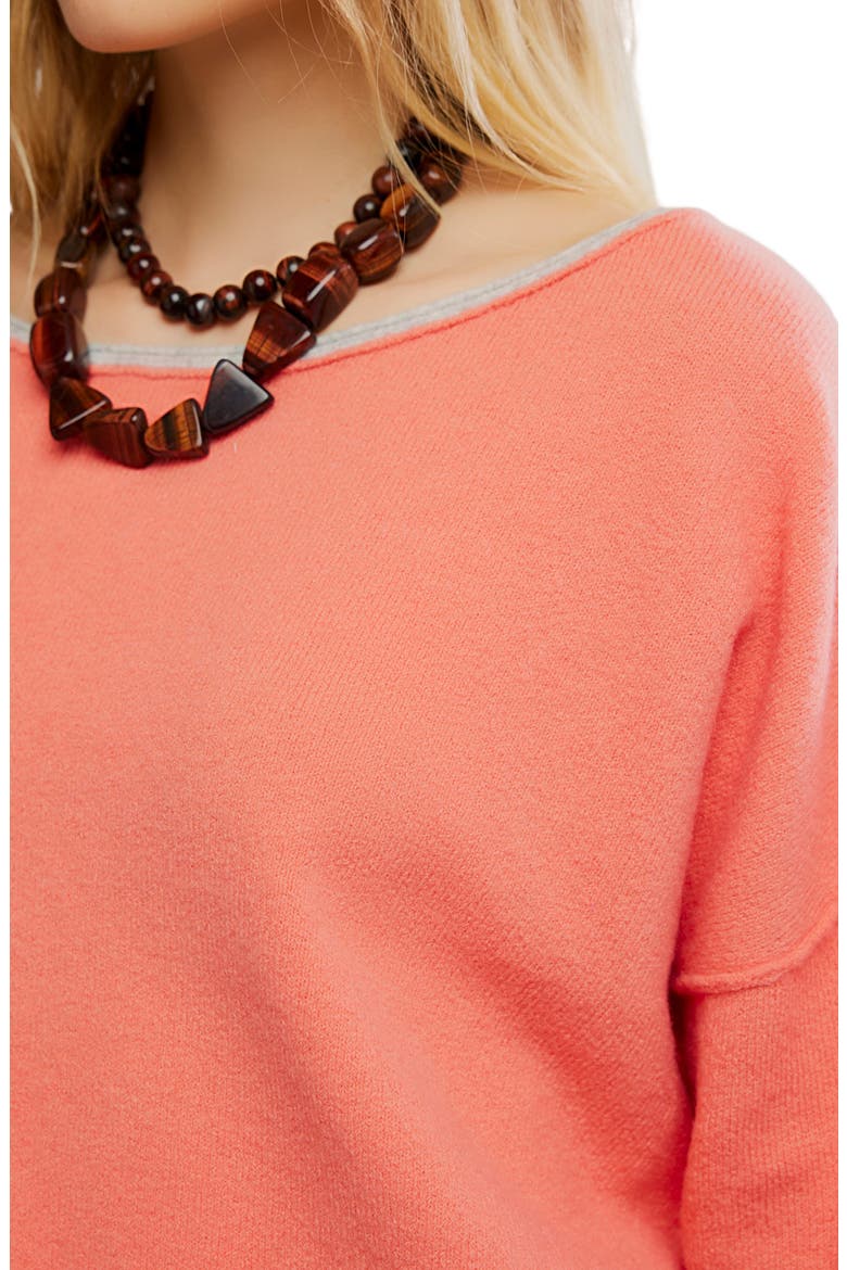 See Me Bateau Neck Sweater, Alternate, color, CORAL RIMSON COMBO