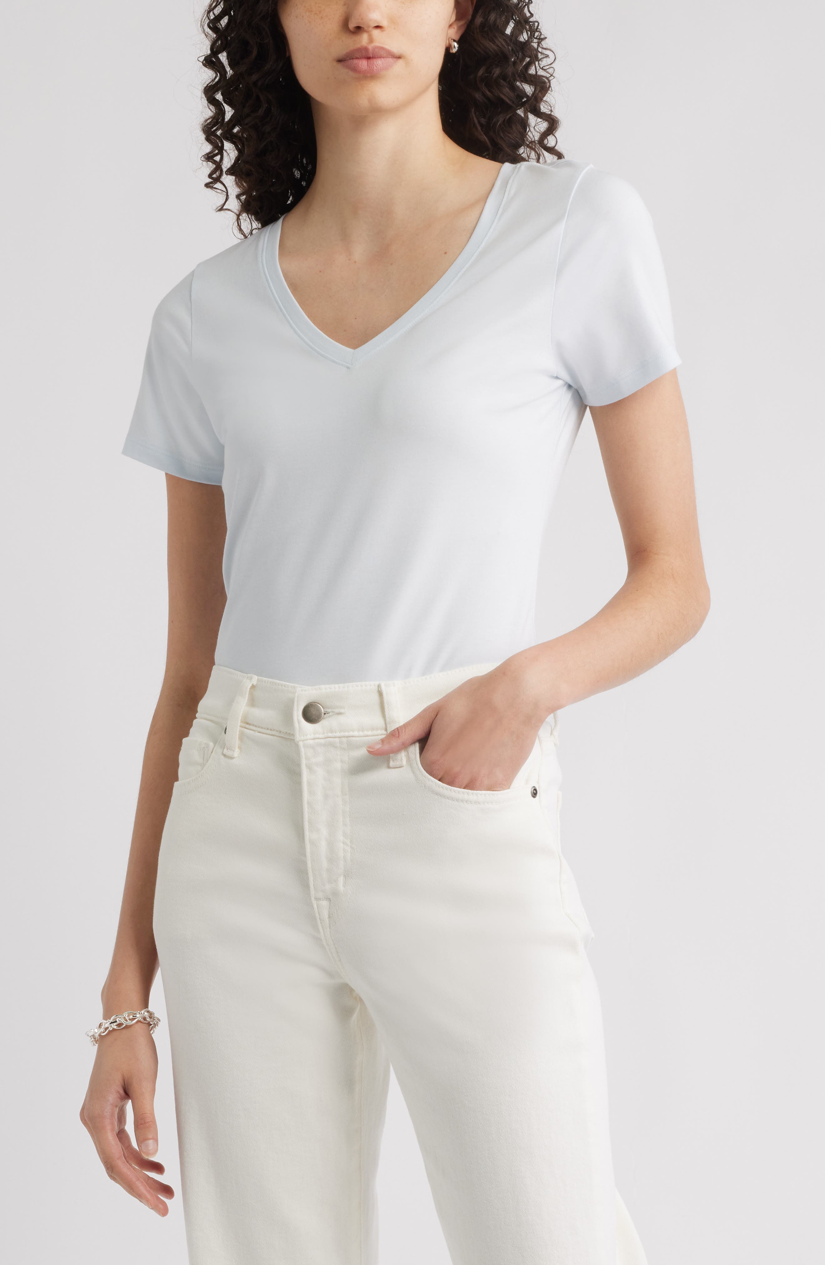 Nordstrom Everyday V-Neck Pima Cotton Blend T-Shirt