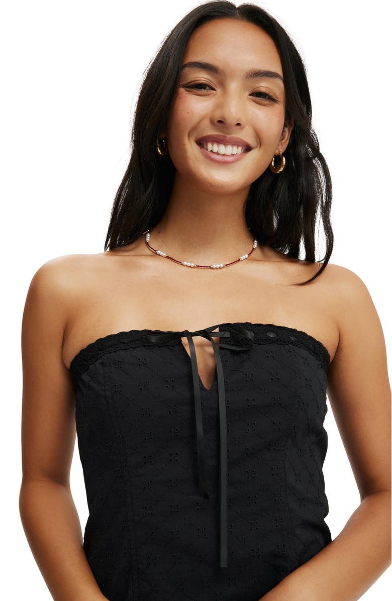 Cotton On Women's Ribbon Broderie Mini Dress, Alternate, color, 