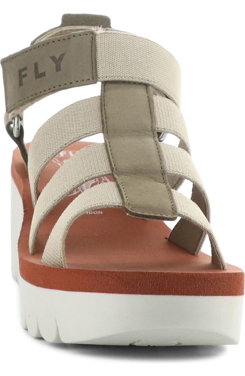 Fly London Yoji Platform Wedge Sandal, Alternate, color, Military/ Beige