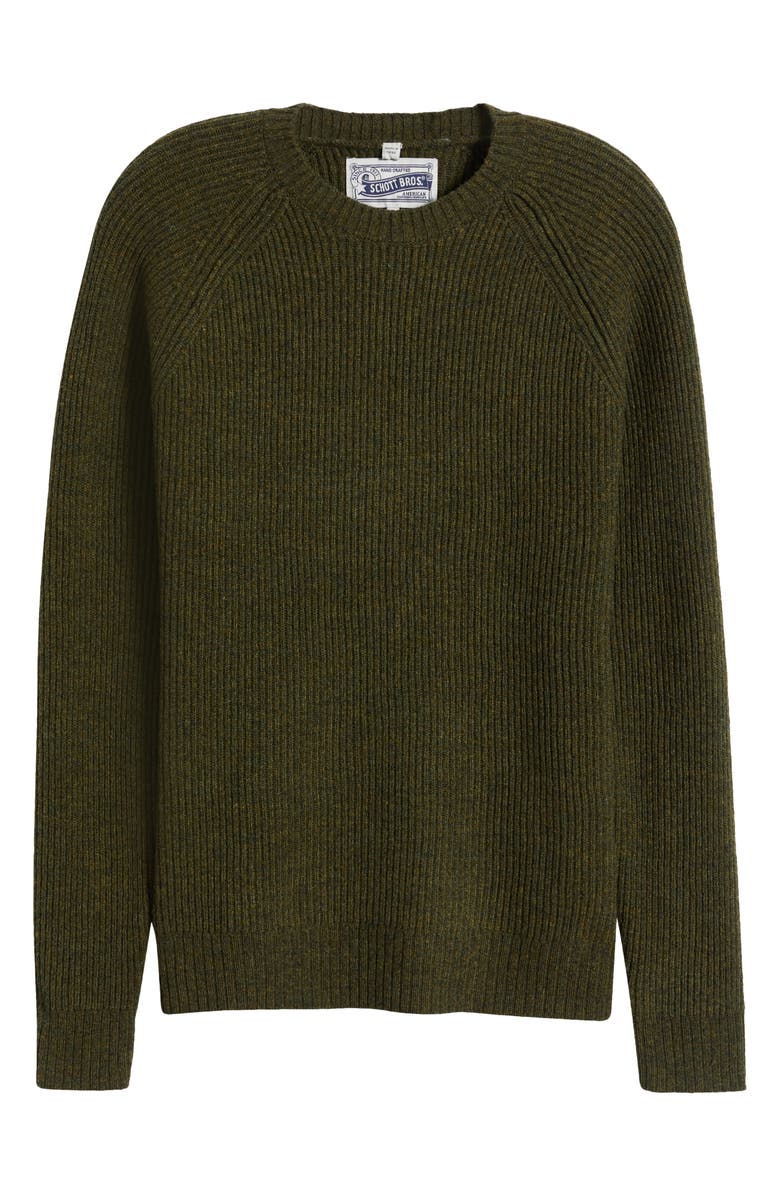 Schott NYC Ribbed Wool Blend Sweater, Alternate, color, Moss