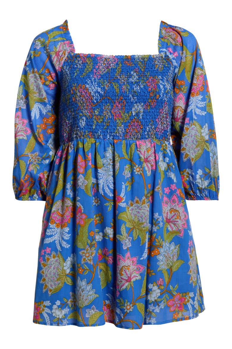 Sunlit Floral Niko Smocked Dress, Alternate, color, COBALT-MULTI