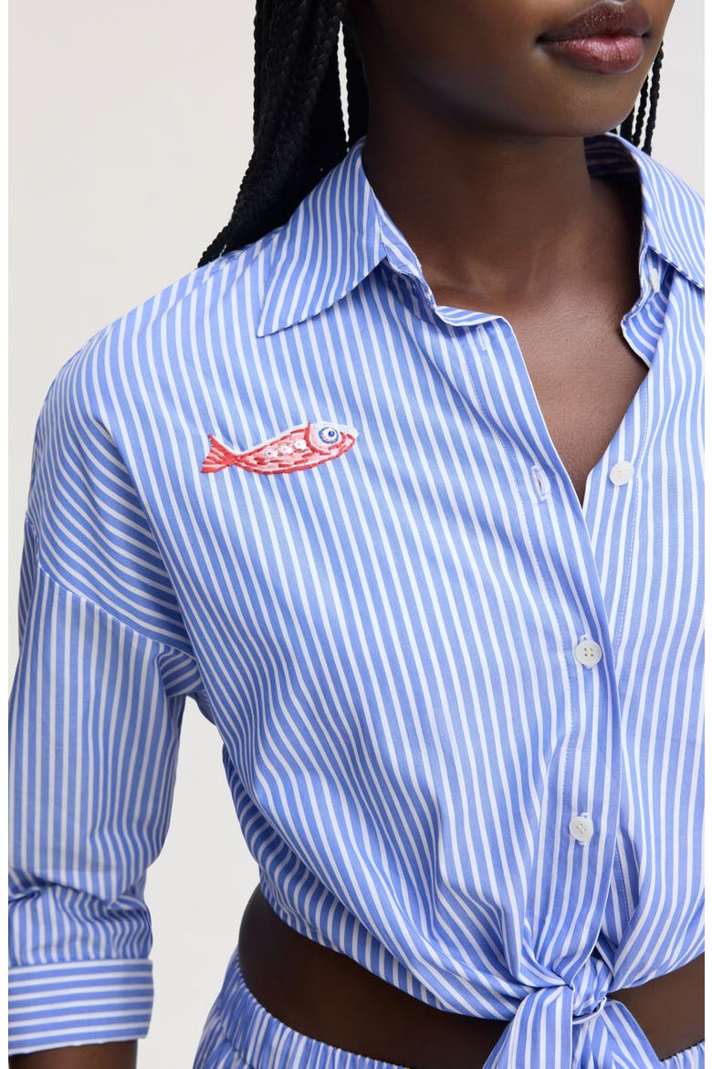 Stripe Cotton Button-Up Shirt, Alternate, color, PERIWINKLE SHIRTING