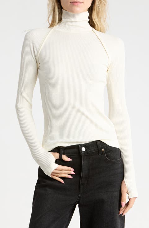 Layered Rib Turtleneck Top