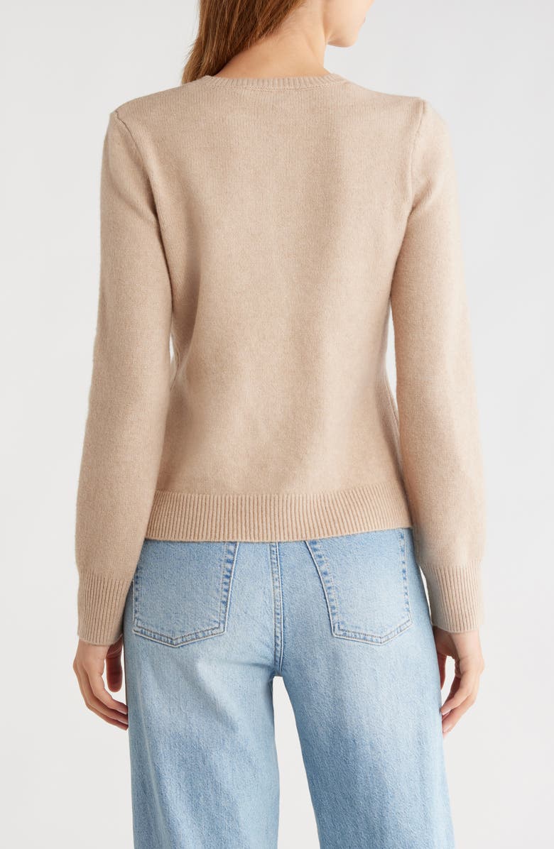 WAYF Kayla Velvet Bow Front Cardigan, Alternate, color, Beige