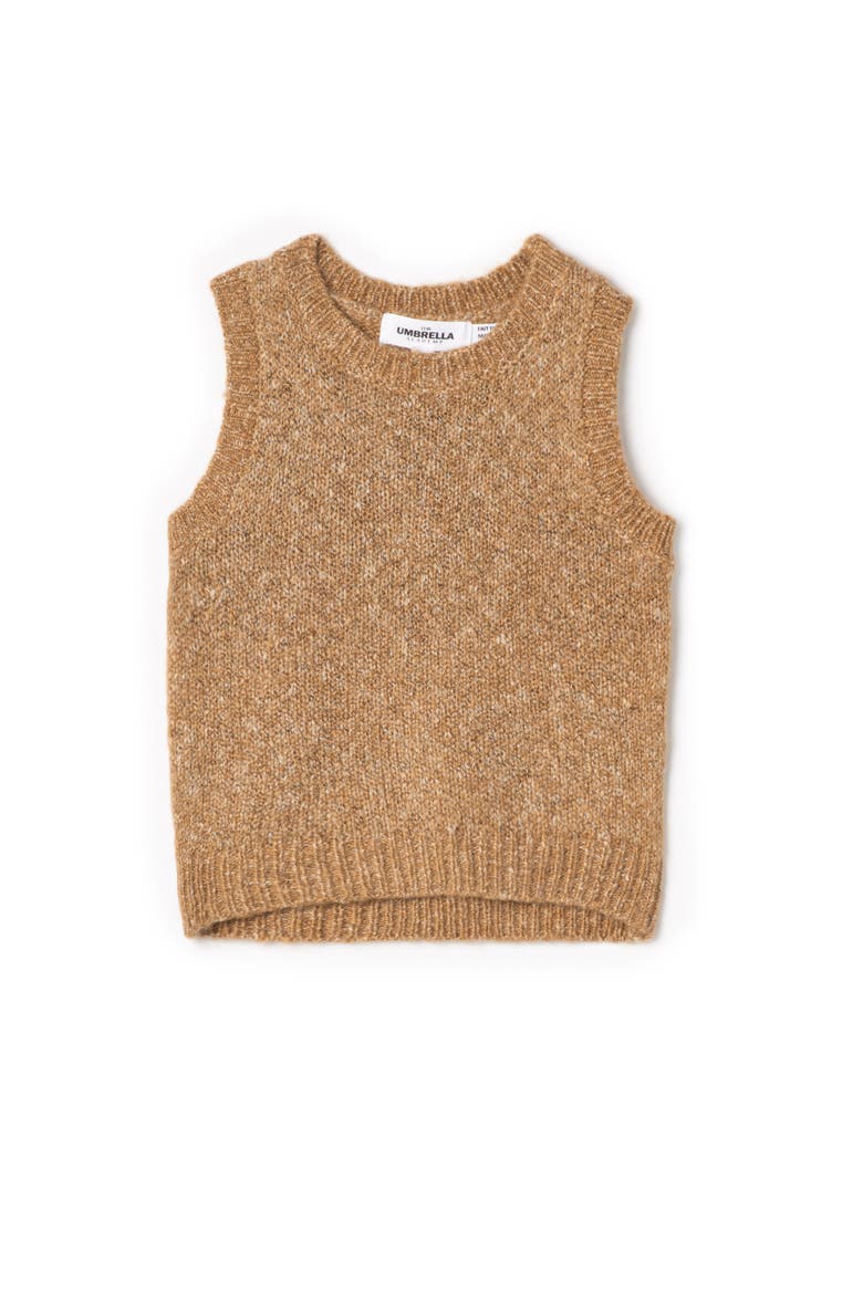 Mix Knit Ribbed Neckband Armhole Vest, Main, color, Beige Mix