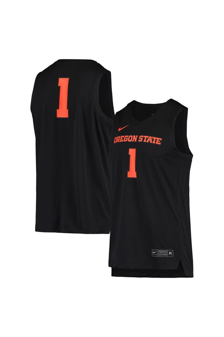 Men's Nike #1 Black Oregon State Beavers Replica Basketball Jersey, Main, color, Black