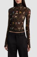 ALICE + OLIVIA Delaina Printed Turtleneck Top