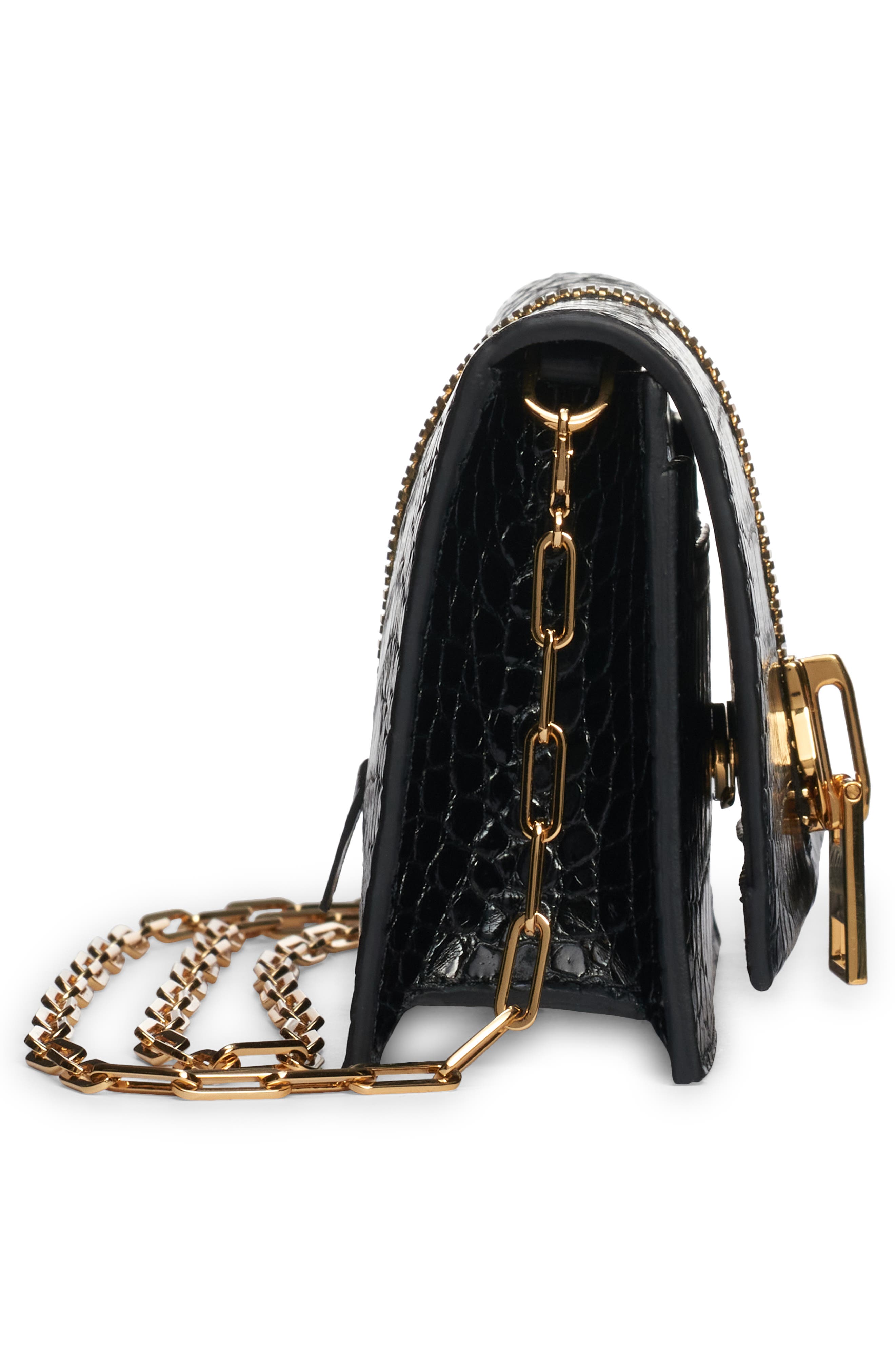 TOM FORD Mini Jennifer Croc Embossed Leather Shoulder Bag, Alternate, color, 