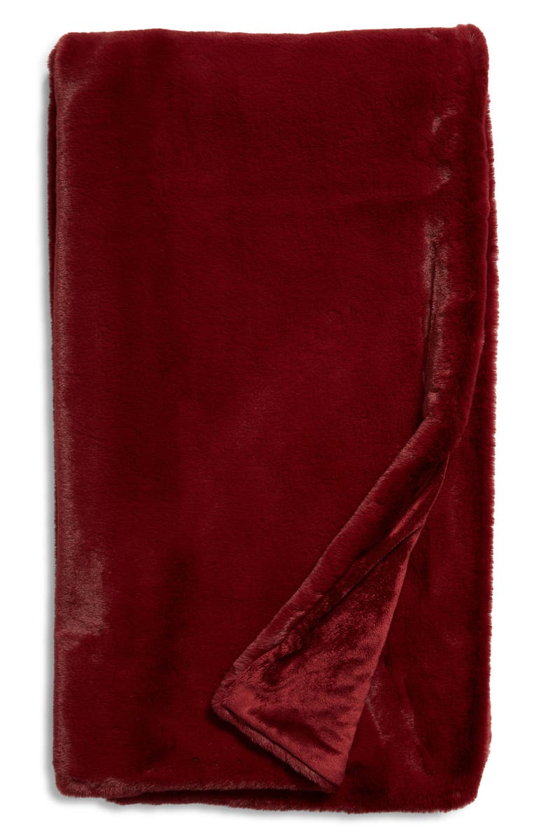 Rachel Parcell Favorite Faux Fur Throw Blanket, Main, color,