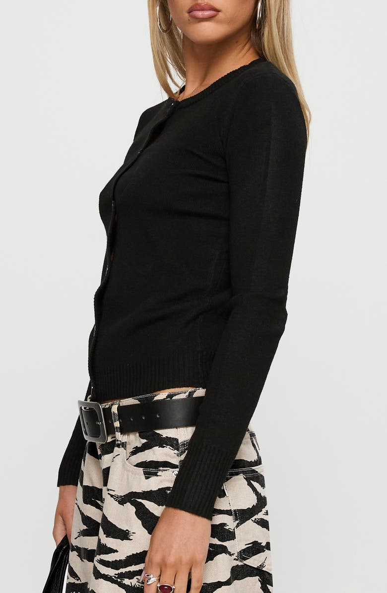 Princess Polly Lauraine Crewneck Cardigan, Alternate, color, Black