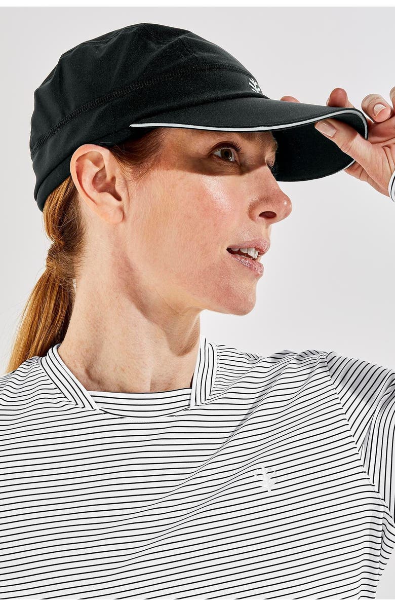 Coolibar Fitness Cap with Ear Coverage, UPF 50+ Sun Protection, Emmet, Alternate, color, Black
