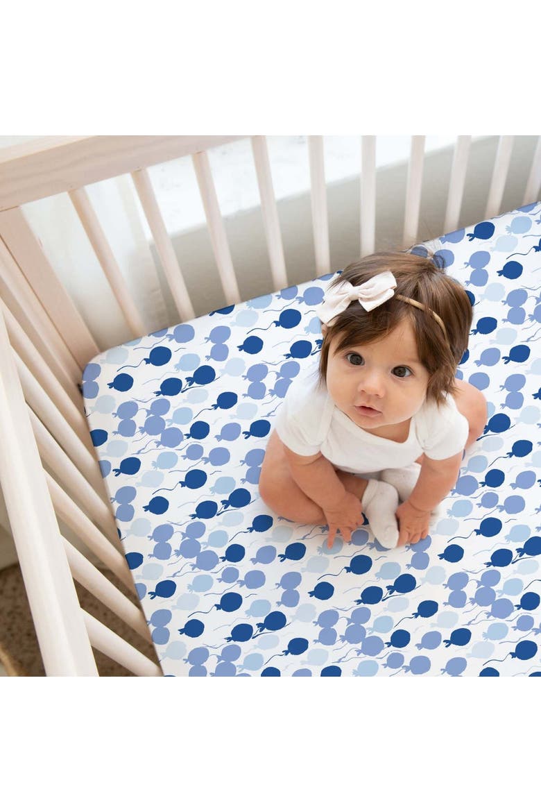 Organic Fitted Crib Sheet, Alternate, color, Blue Balloons
