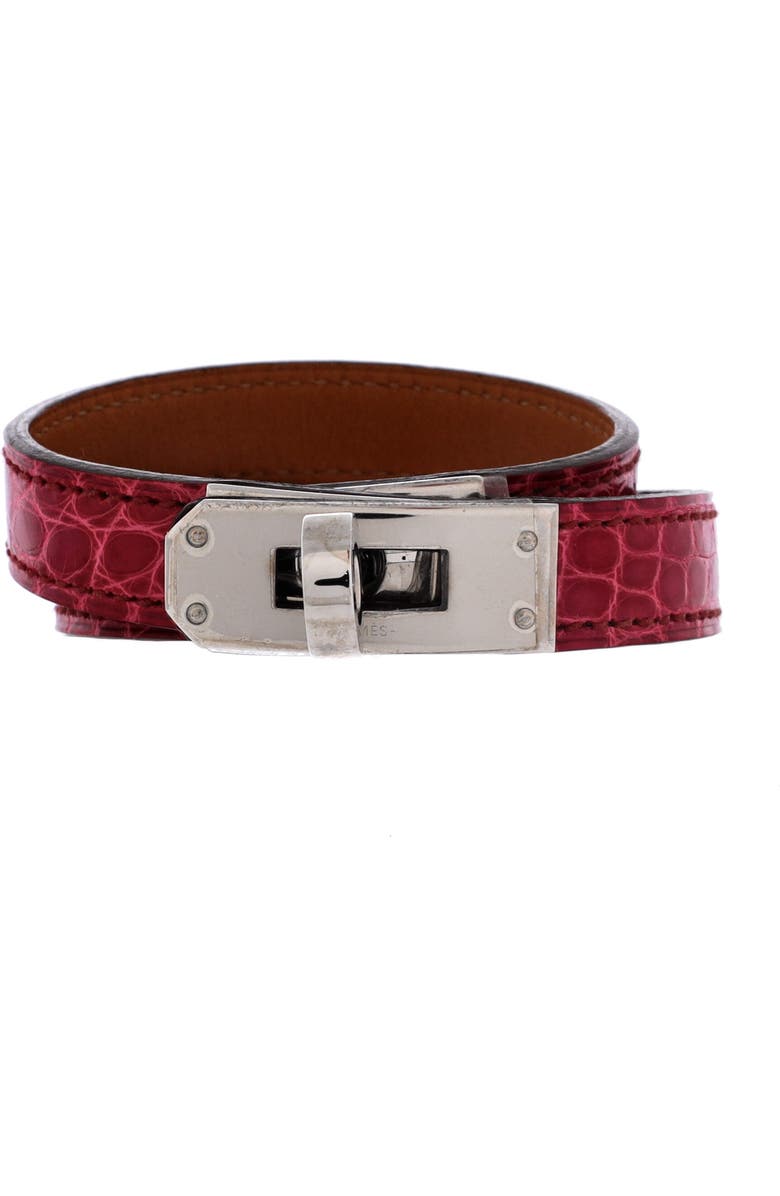 81034712 Kelly Double Tour Bracelet Shiny Alligator, Main, color, Pink