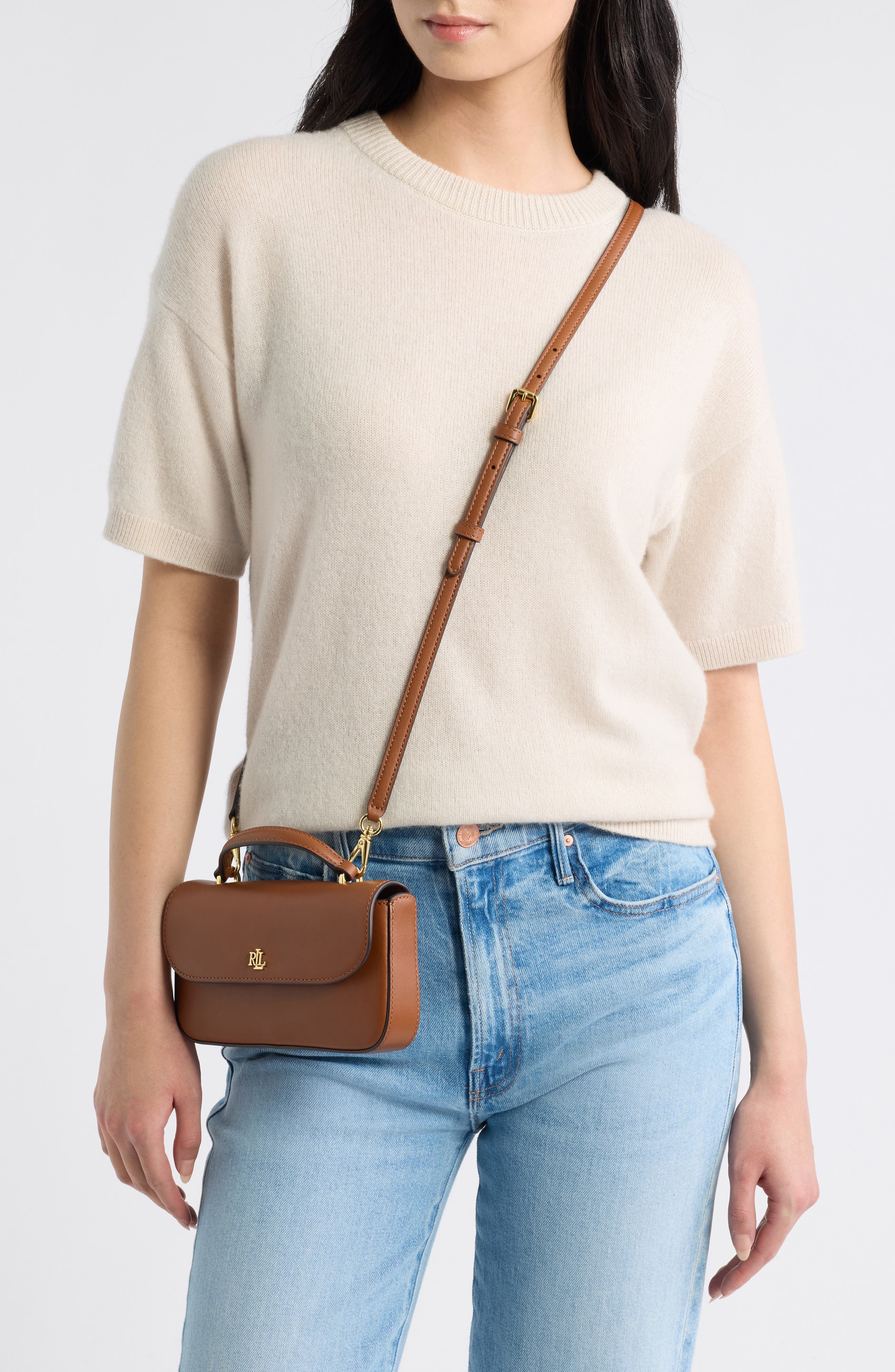 Marcy Leather Crossbody Bag, Alternate, color, LAUREN TAN