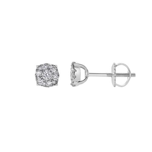 Luvmyjewelry Ballmore 10k Gold Diamond Unisex Earrings In 10k White Gold