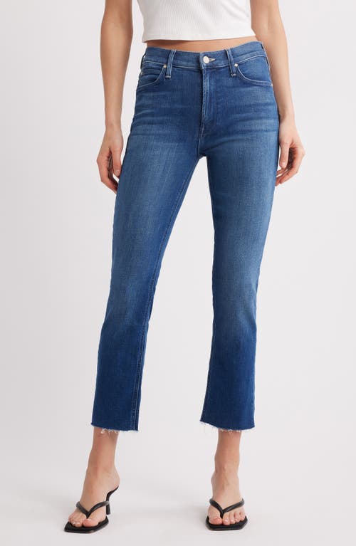 Mother The Dazzler Mid Rise Ankle Fray Jeans In Blue