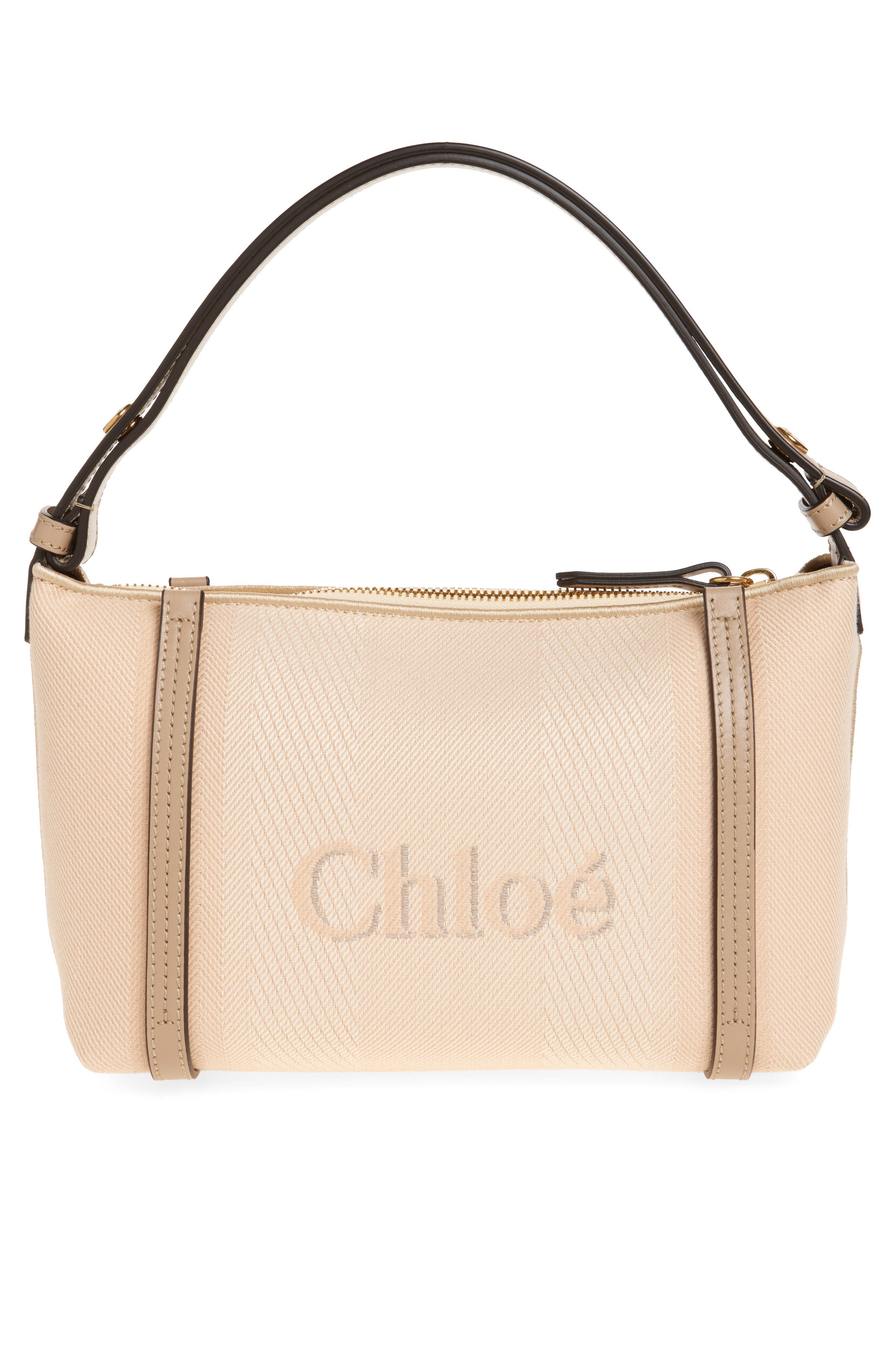 Chloé Carry Canvas Shoulder Bag, Alternate, color, Blushy Beige