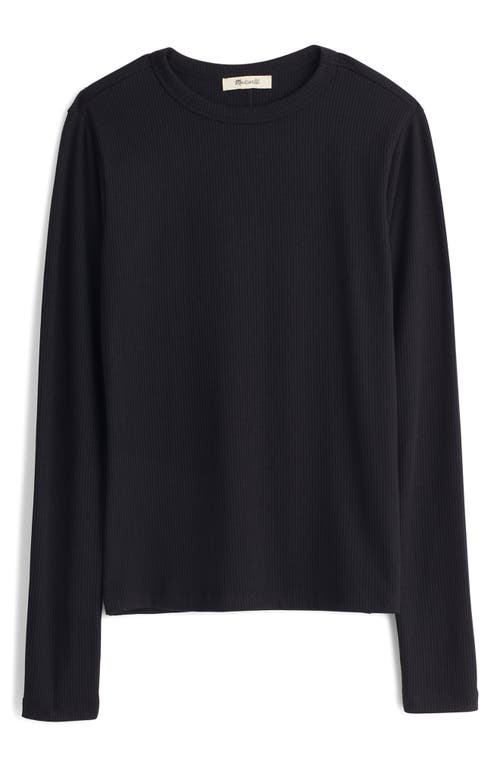 Madewell Drapey Long Sleeve Rib T-shirt In Black