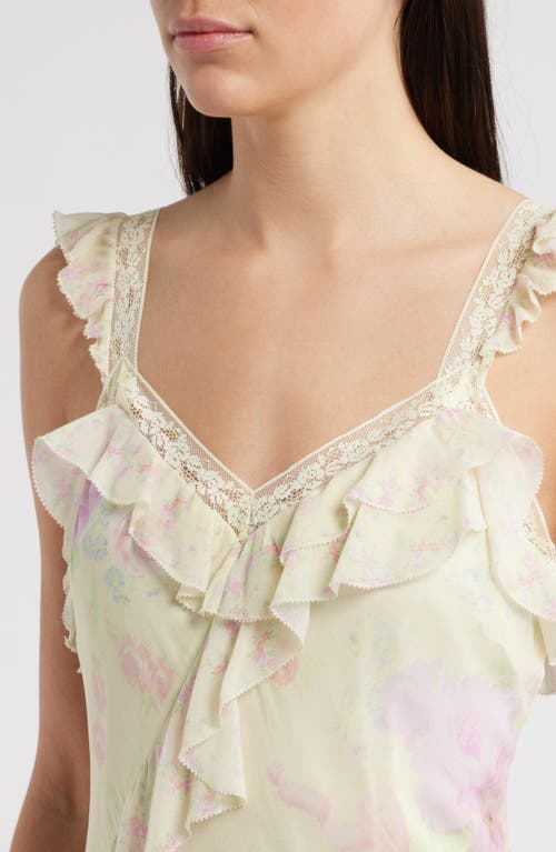 Loveshackfancy Serima Floral-printed Chiffon Mini Dress In Sunny Pop