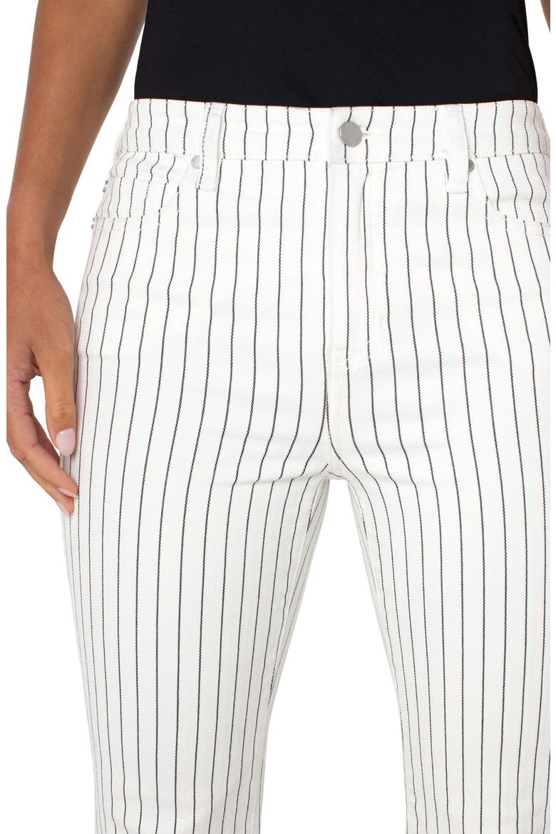 Hannah Pinstripe Frayed Flare Jeans, Alternate, color, WHITE BLACK PINSTRIPE
