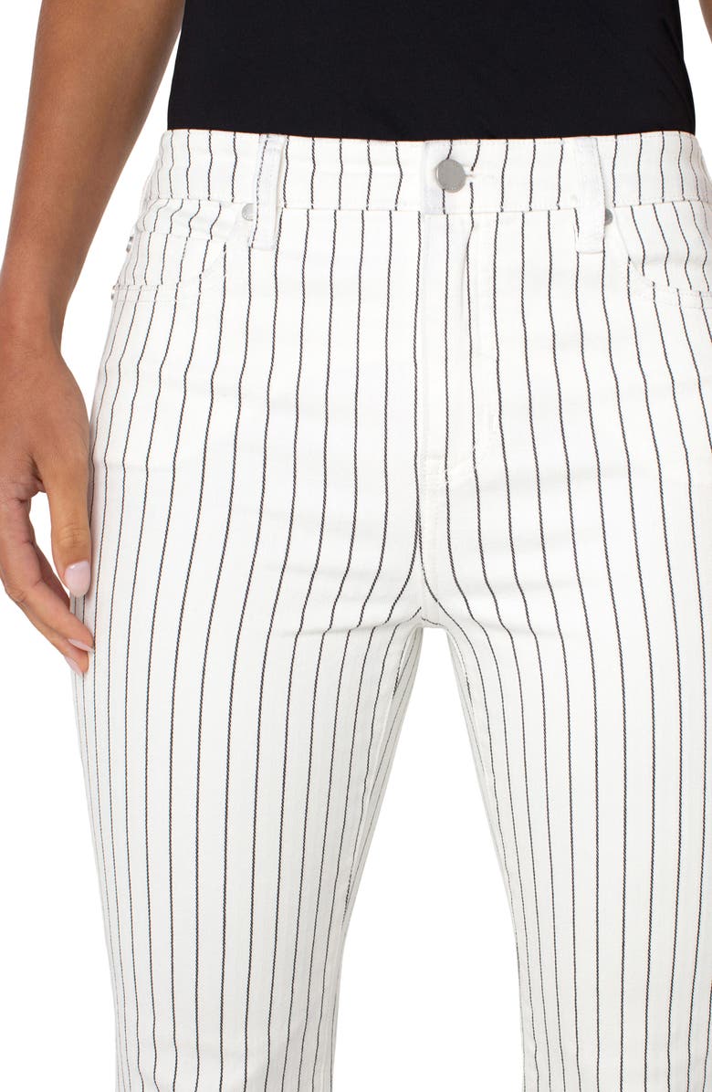 Liverpool Los Angeles Hannah Pinstripe Frayed Flare Jeans, Alternate, color, White Black Pinstripe