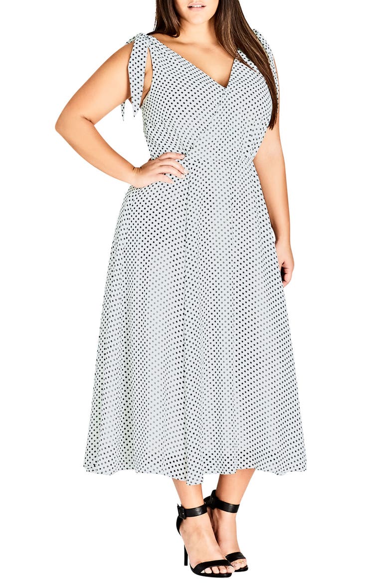 Alika Dot Fit & Flare Dress, Alternate, color, IVORY
