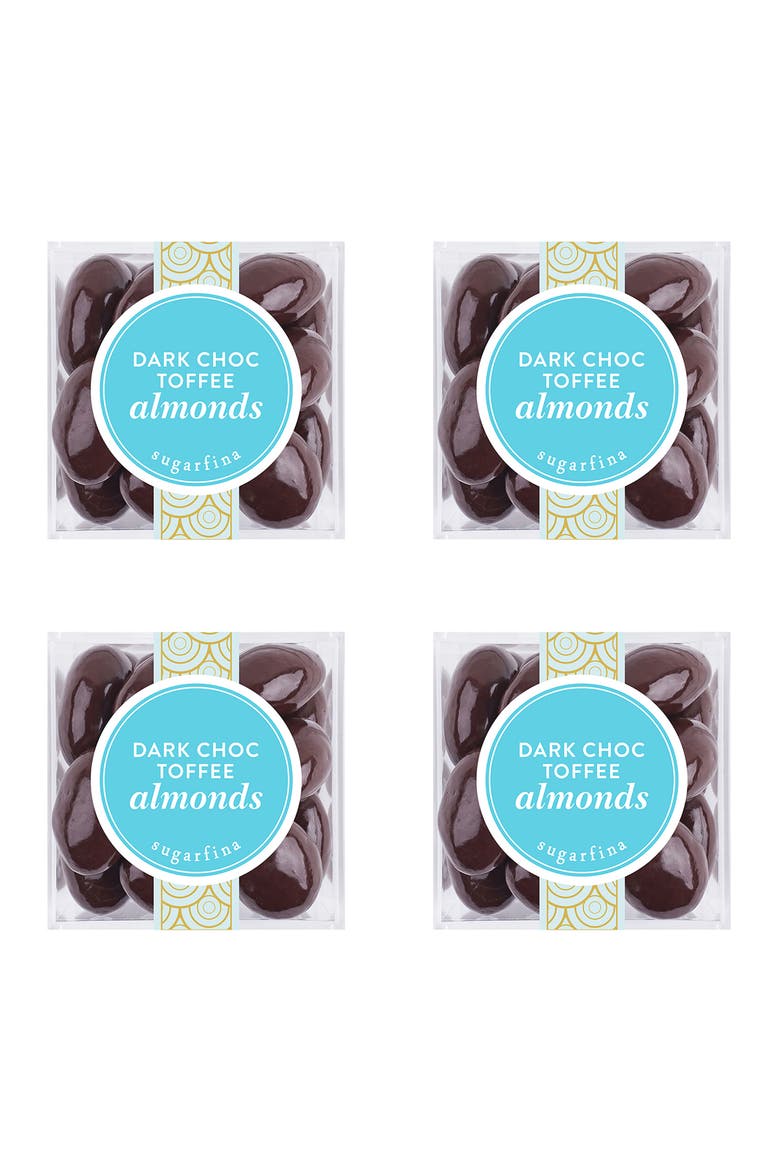 Set of 4 Dark Chocolate Toffee Almonds Candy Cubes, Main, color, NO COLOR