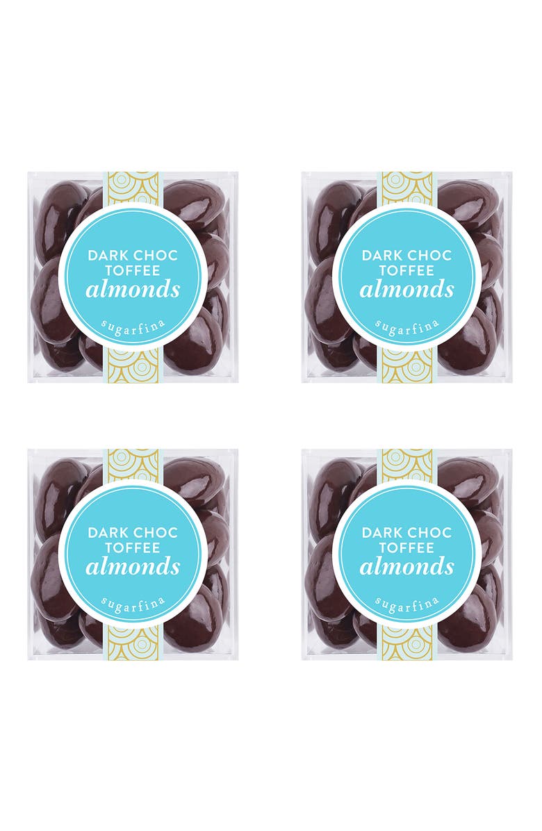 sugarfina Set of 4 Dark Chocolate Toffee Almonds Candy Cubes, Main, color,