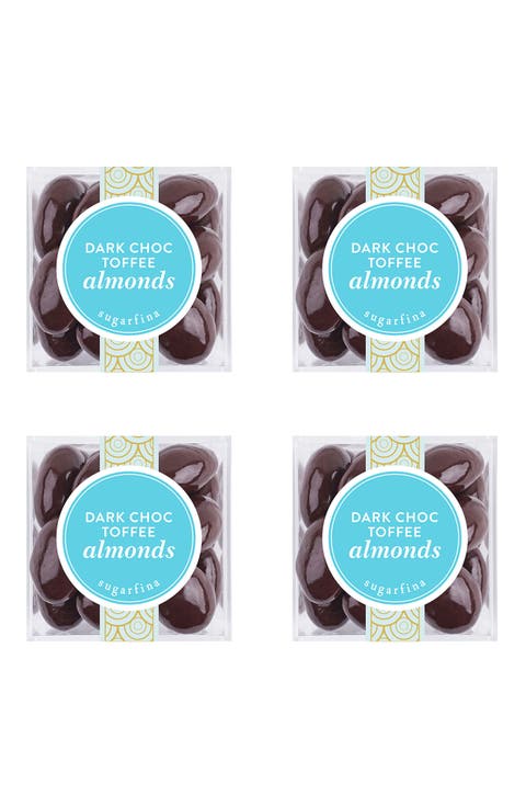 Set of 4 Dark Chocolate Toffee Almonds Candy Cubes