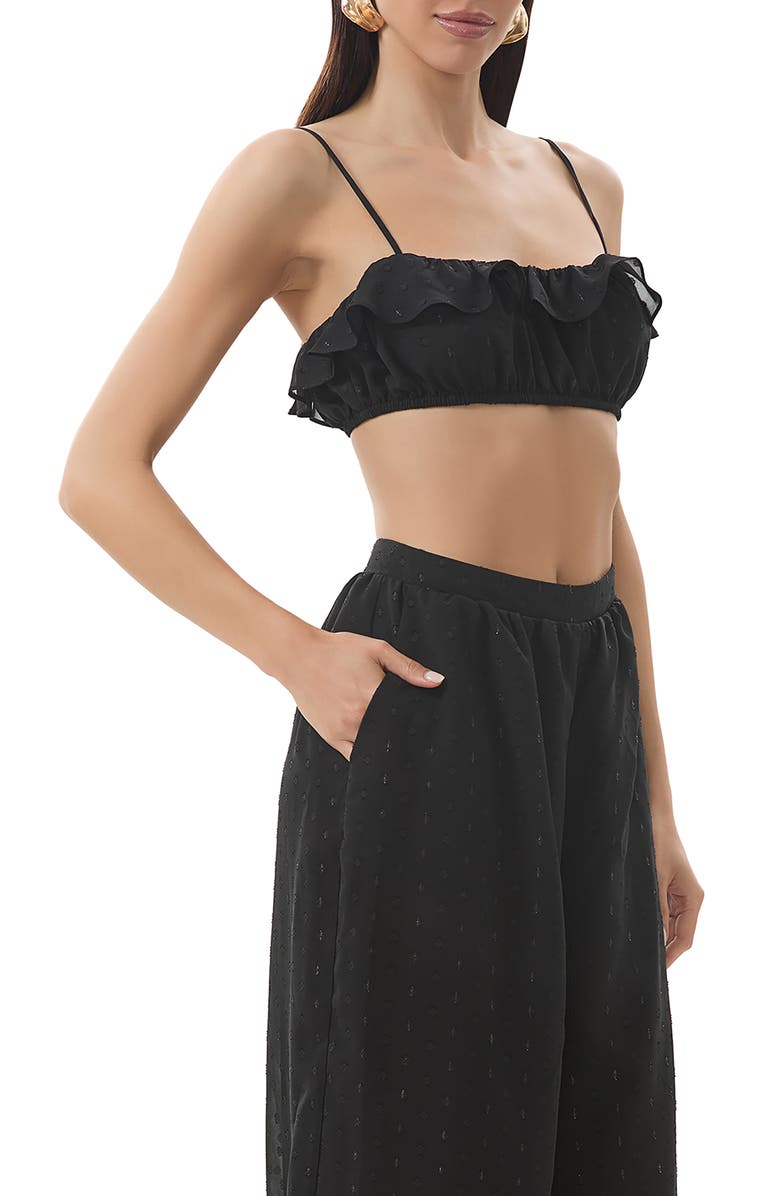 AFRM Kathleen Ruffle Clip Dot Crop Camisole, Alternate, color, Noir