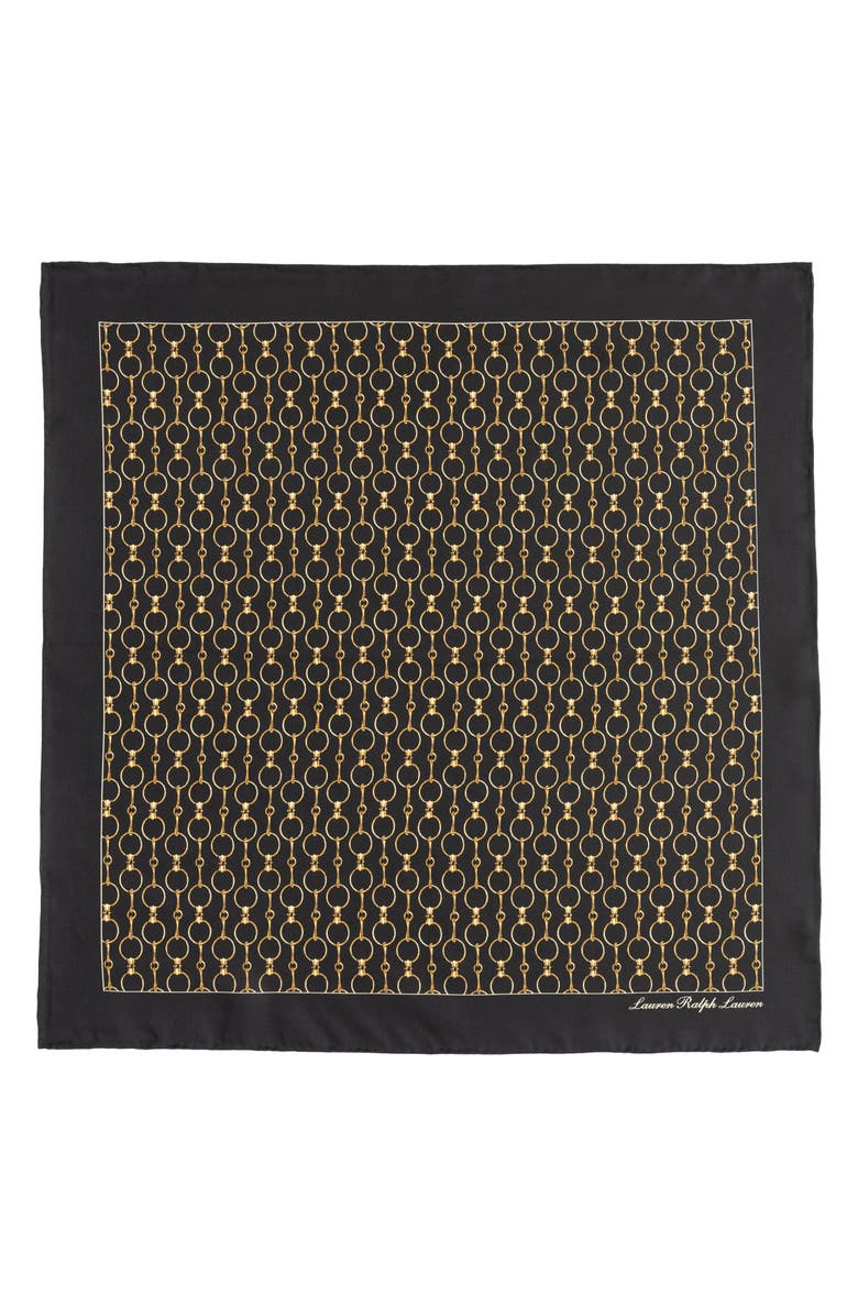 Lauren Ralph Lauren Printed Square Silk Scarf, Alternate, color, Black
