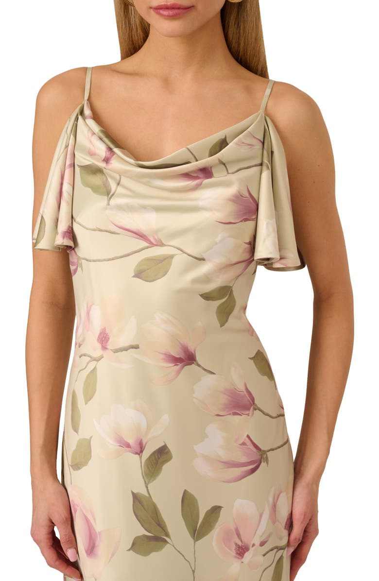 Adrianna Papell Printed Satin Mermaid Gown, Alternate, color, 