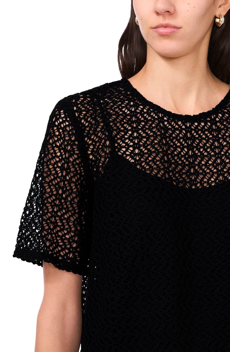 Halogen<sup>®</sup> Geometric Openwork T-Shirt, Alternate, color, 
