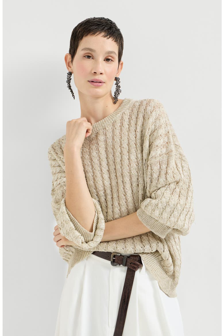Dazzling Cable sweater, Alternate, color, Beige