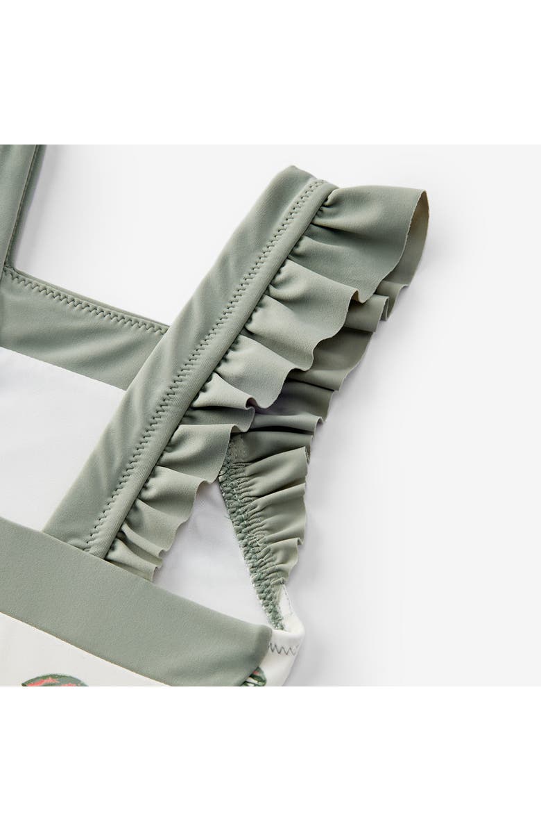 Milkbarn Ruffle Square Neck Swimsuit, Alternate, color, Mint Lobster