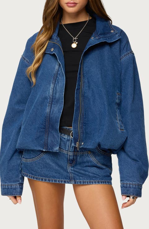 Hilary Oversize Bubble Hem Denim Jacket