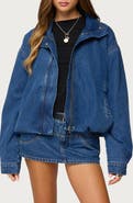 EDIKTED Hilary Oversize Bubble Hem Denim Jacket