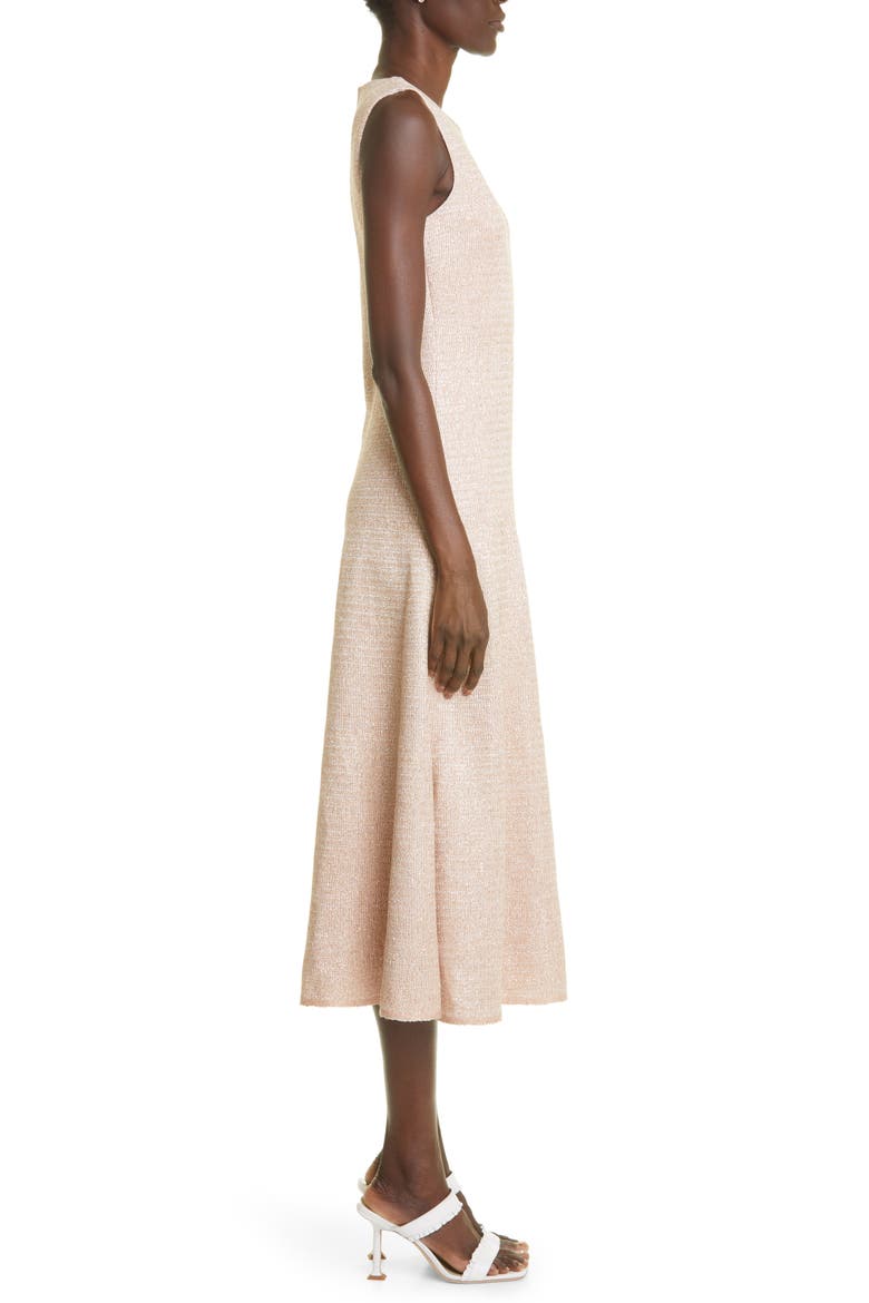 Metallic Knit Sleeveless Midi Dress, Alternate, color, CORAL MULTI