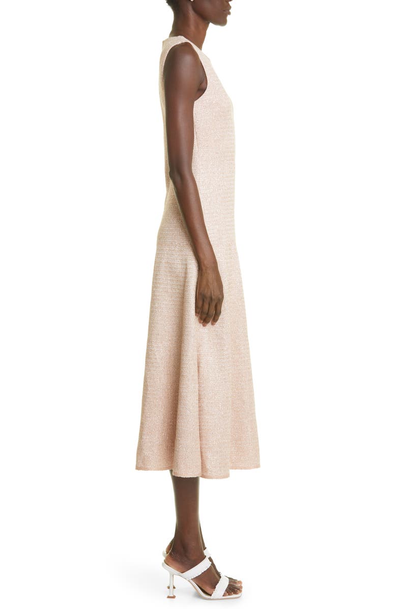 St. John Evening Metallic Knit Sleeveless Midi Dress, Alternate, color, 