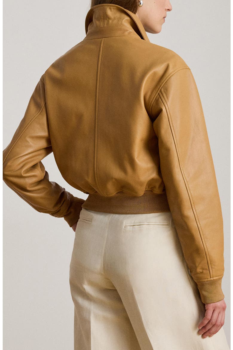 Lambskin Leather Flight Jacket, Alternate, color, BROWN