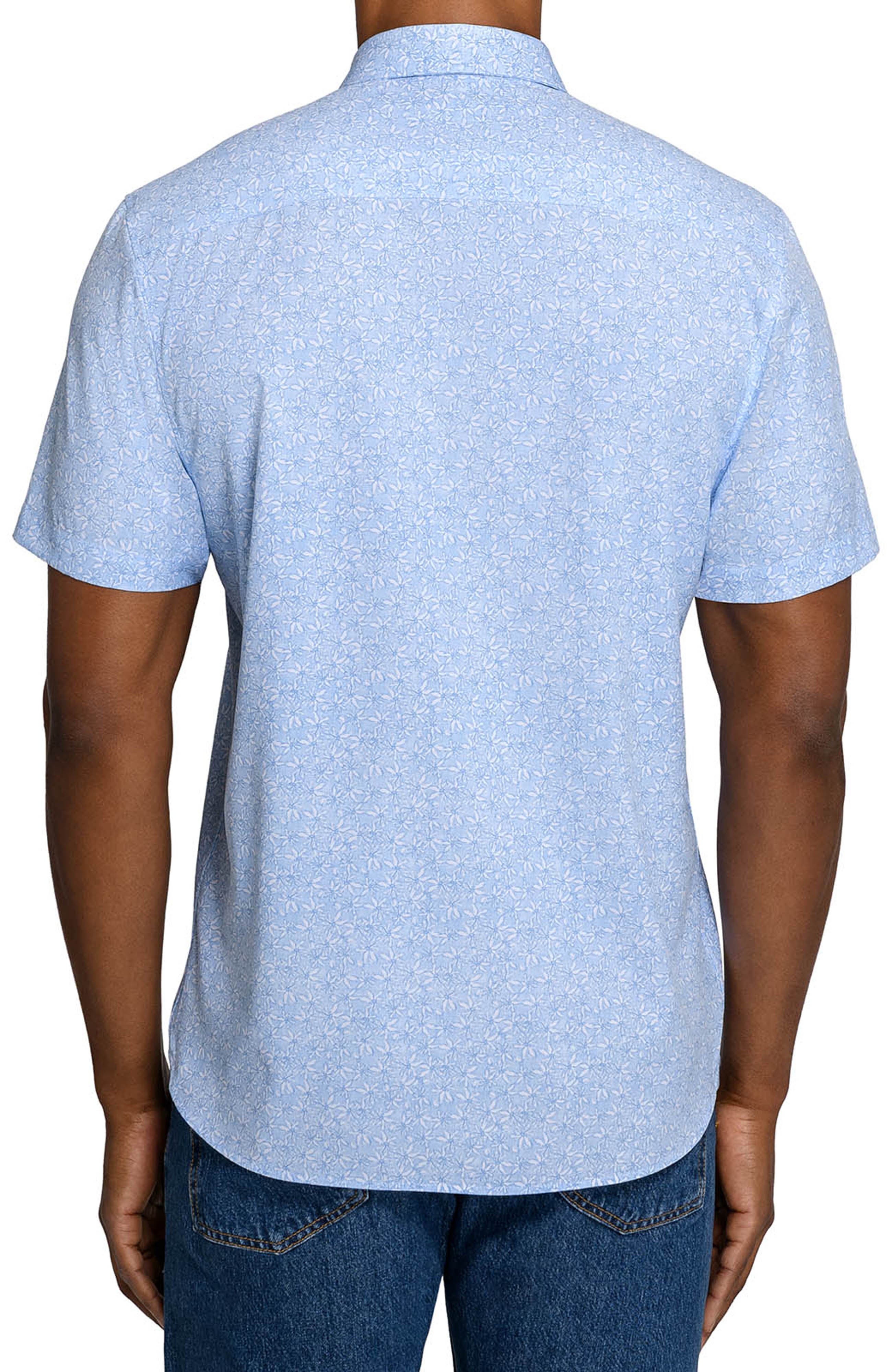 Slim Fit Sketched Floral Woven Short Sleeve Basic Shirt - image 4