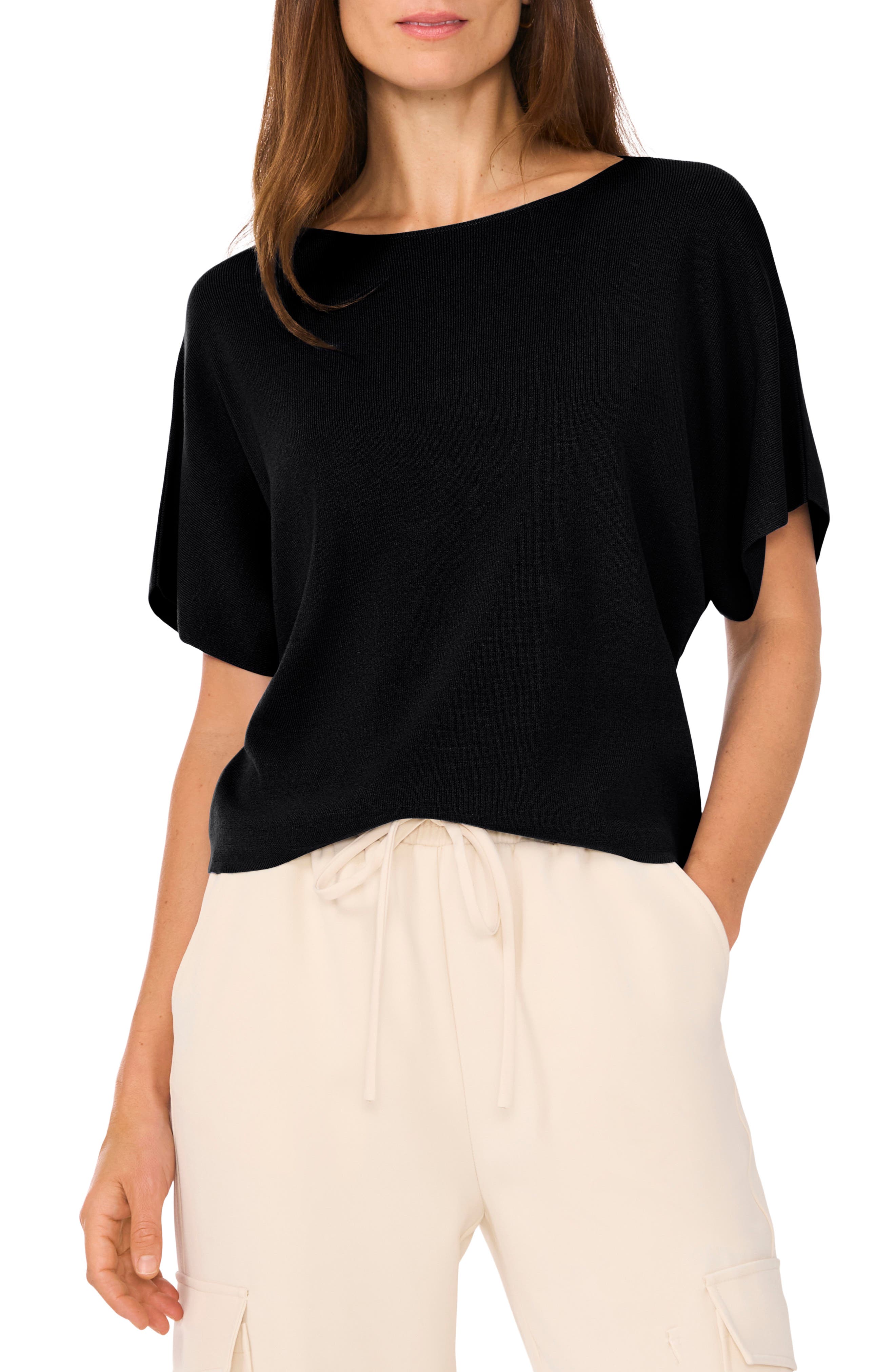 Halogen® Short Sleeve Crop Sweater