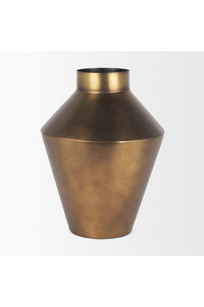 Perrin Brushed Metal Decorative Vase, Alternate, color, Gold