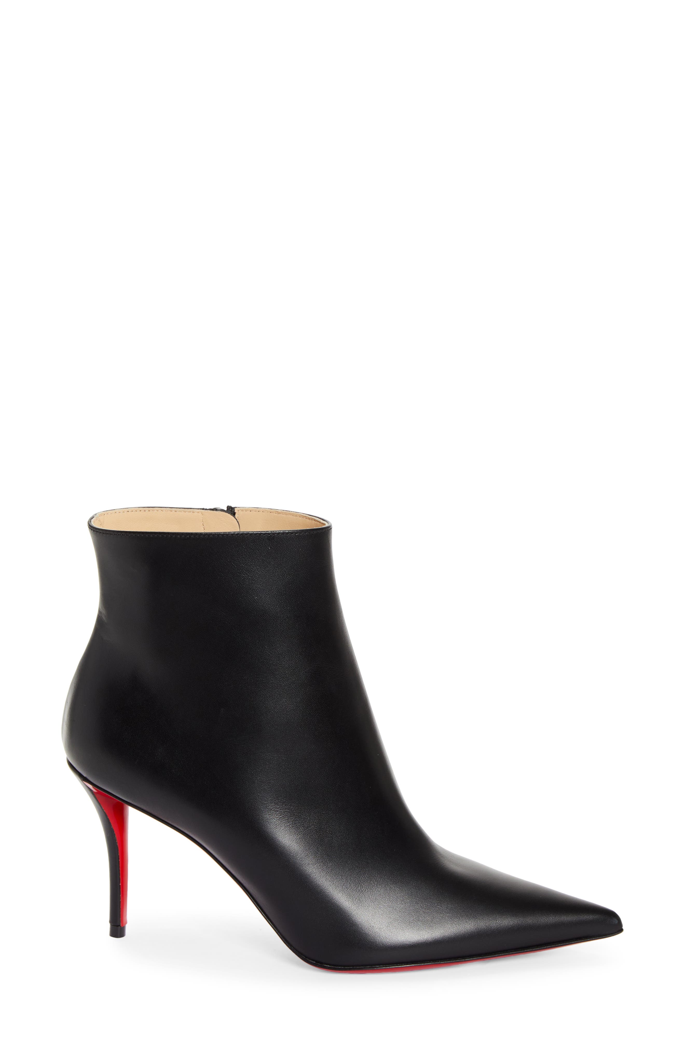 Christian Louboutin Apostropha Pointed Toe Bootie, Alternate, color, Black