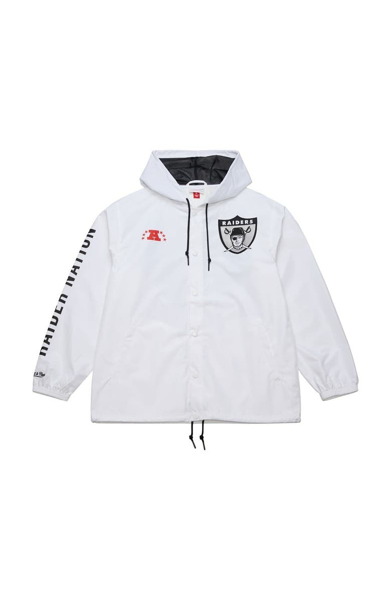 Mitchell & Ness Men's Mitchell & Ness  White Oakland Raiders Vintage Logo Coaches Full-Snap Hoodie Jacket, Alternate, color, 