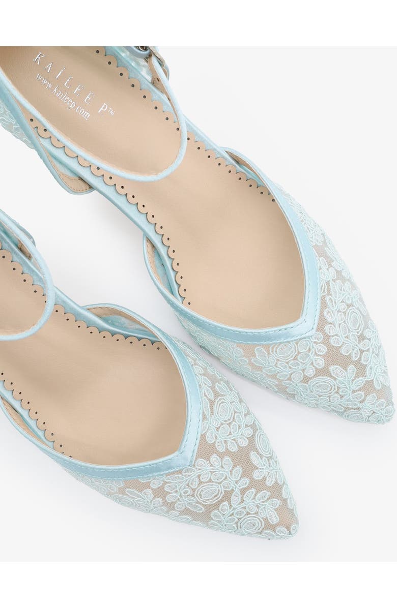 Kailee P Abby Lace Block Heel with Ankle Strap, Alternate, color, Light Blue