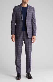 English Laundry Plaid Trim Fit Notch Lapel Two-Piece Suit
