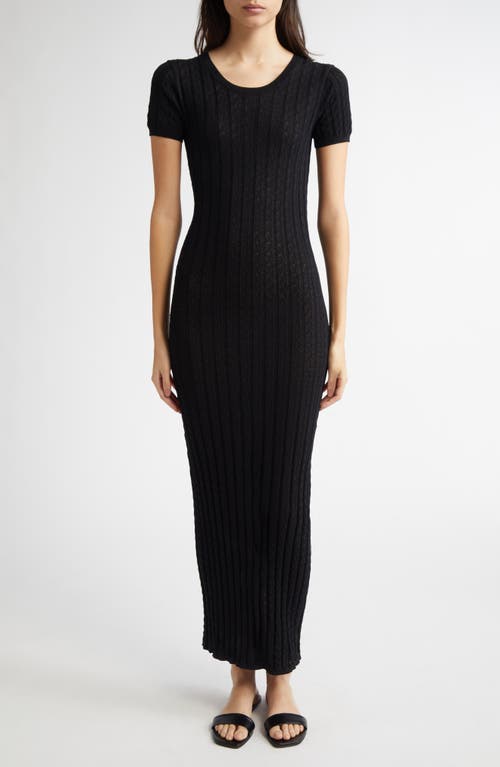 LOULOU DE SAISON LOULOU DE SAISON ARUBA RIB POINTELLE FITTED MAXI SWEATER DRESS