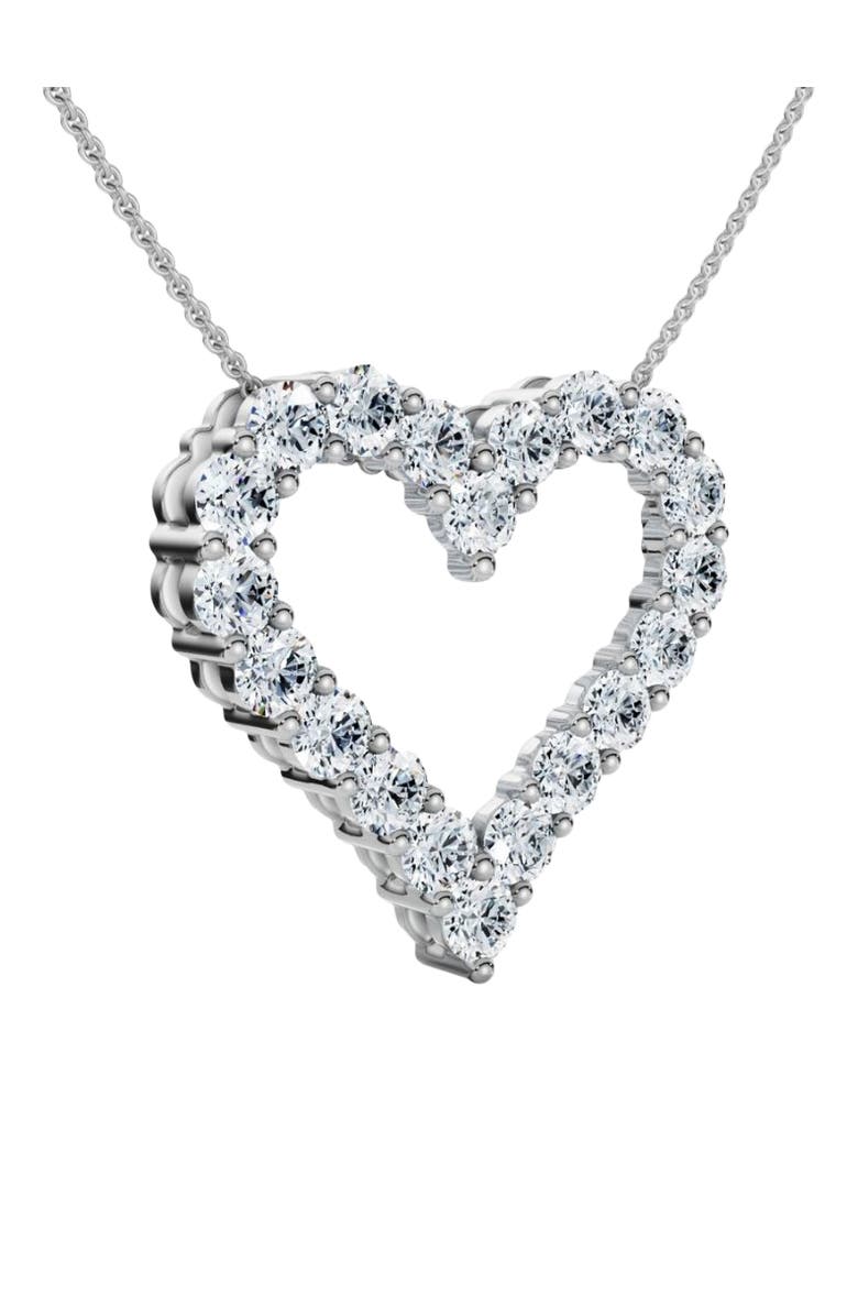 Bliss Diamond 1Ct Diamond Heart Pendant 14k Gold Lab Grown 3/4" Tall Necklace, Alternate, color, 14K White Gold